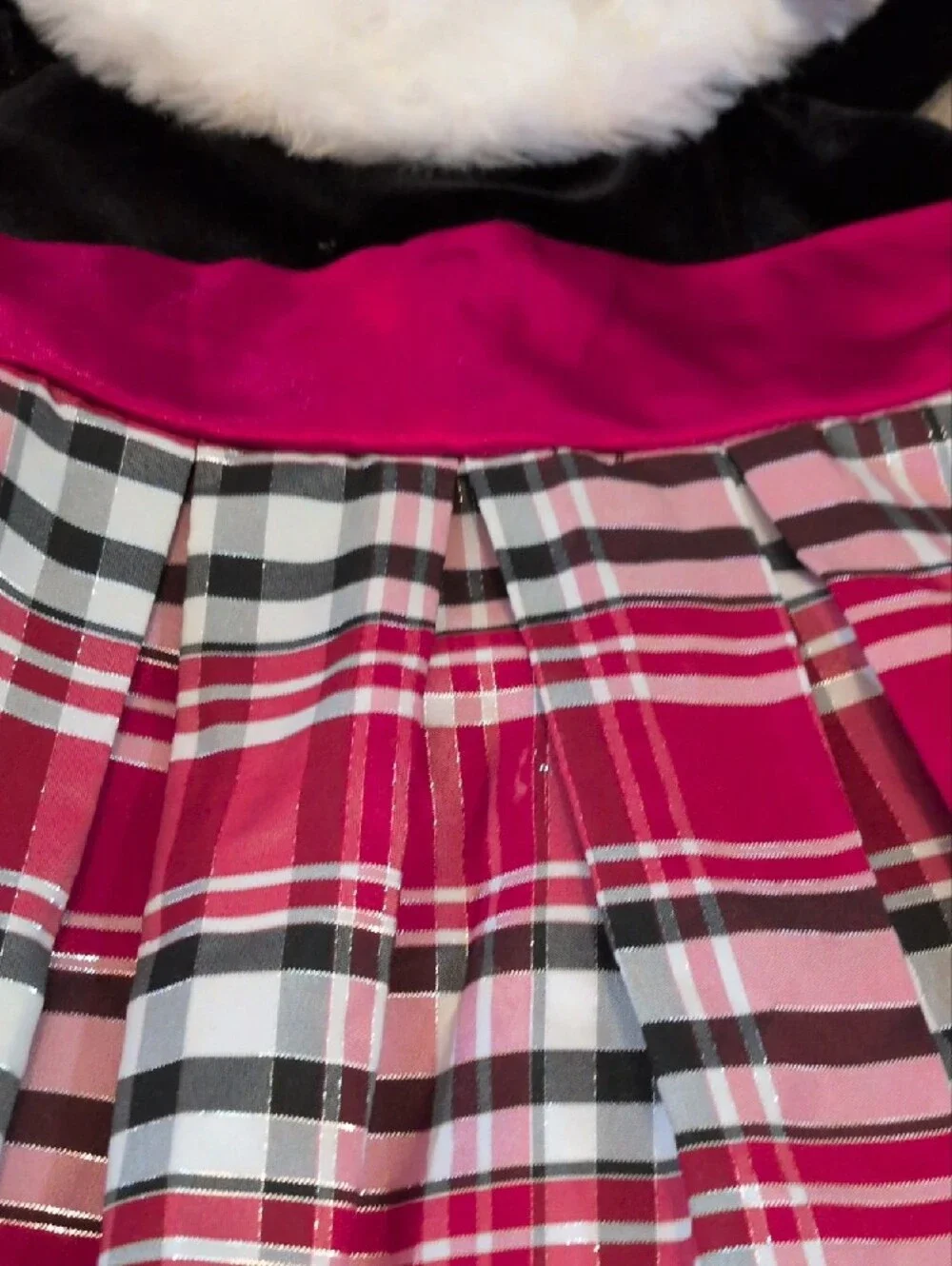 Jona Michelle Red Plaid Holiday Dress with White Faux Fur (4T)